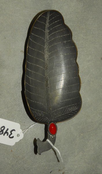 Chinese silvered pewter leaf form dish marks china on (1 of 2)