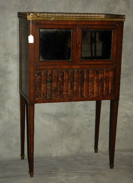 19th C Louis XVI two door bookfront marble top cabinet. (1 of 3)