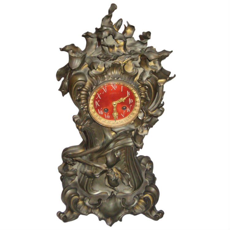Tiffany and Co. Art Nouveau bronze mantle clock, (1 of 5)