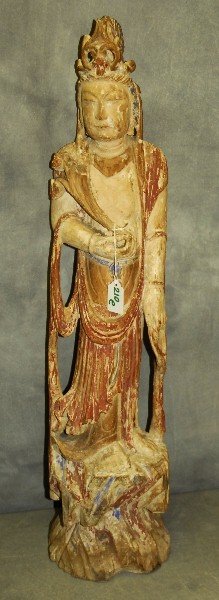 Large antique carved wood quan yin figure (1 of 4)