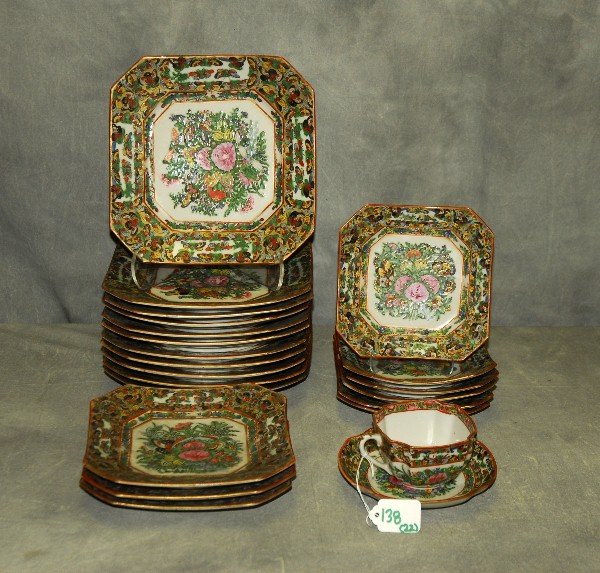 22 assorted antique Chinese rose canton butterfly porce (1 of 3)