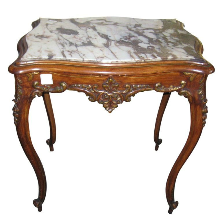 21. 19th C Louis XV marble top center table. H:29.5" (1 of 2)