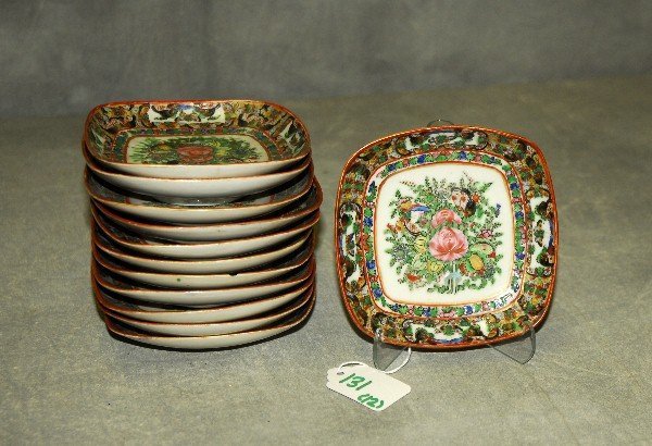 99. 12 antique Chinese rose canton butterfly porcelain (1 of 1)