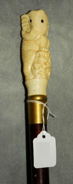 129. Carved bone handle cane 36": 129. Carved bone handle cane 36"