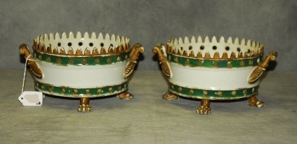 223. Pair 19th C old paris porcelain empire cache pots. (1 of 1)