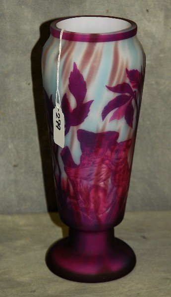 250. Signed Daum Nancy cameo art glass vase with animal (1 of 1)