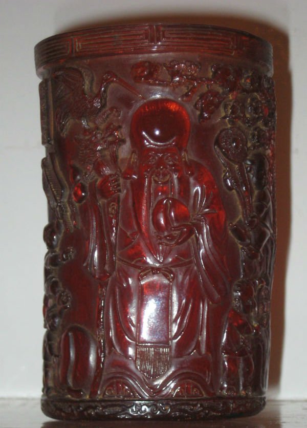 Antique Chinese Carved and Signed Brush Holder (1 of 3)