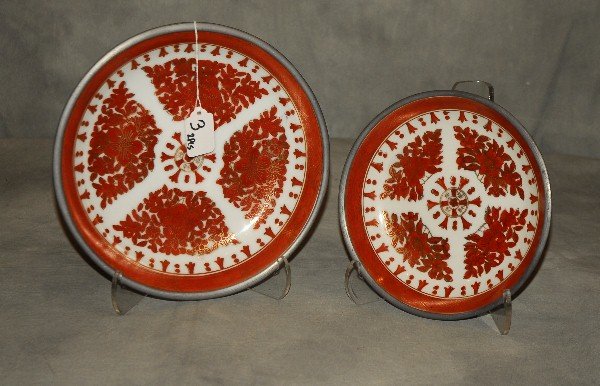 Two Japanese porcelain plates mounted in pewter. (1 of 2)