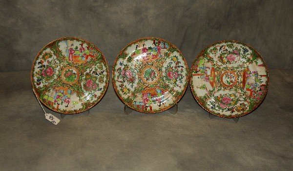 Three 18th c. Chinese famille rose porcelain plates. D: (1 of 5)