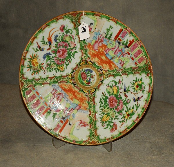 Large 19th c. Chinese rose medallion charger. D: 13.5" (1 of 4)