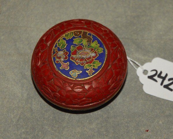 Chinese cinnabar and cloisonne enamel covered box. D: (1 of 1)