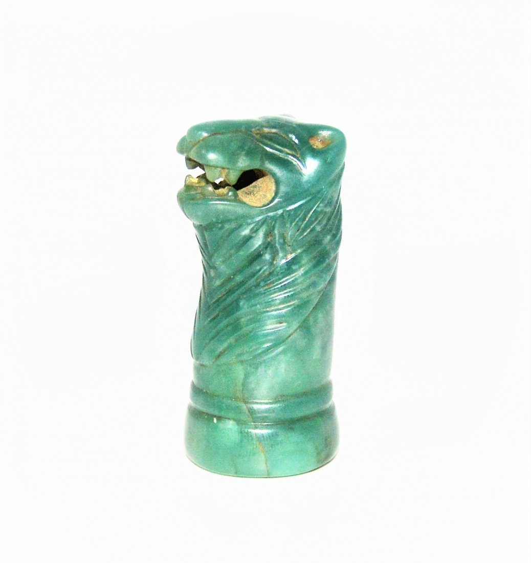 Mughal Jasper Green Jade Tiger Chess Piece 19th Century (1 of 5)