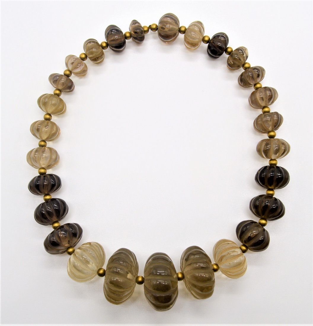 Very Rare Mughal Carved Crystals Beads Necklace 19th C (1 of 4)