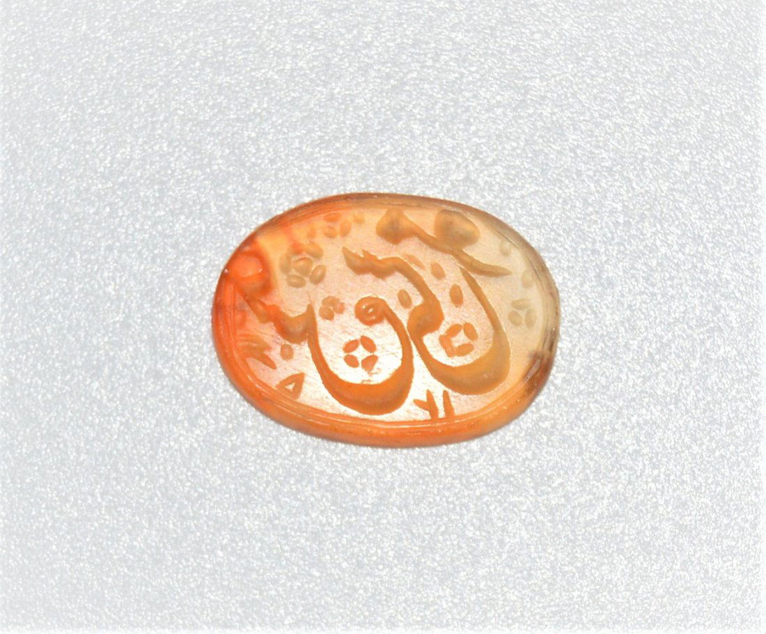 ANTIQUE MUGHAL/QAJAR CARNELIAN SEAL IRAN/INDIA 18TH CEN: AN ANTIQUE ISLAMIC MUGHAL OR QAJAR CARNELIAN SEAL IRAN OR INDIA 18TH CENTURY. The Insription on the Seals reads as موسى عيسى Musa & Essa , Name of two P