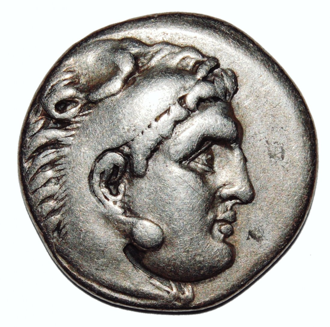 GREEK ALEXANDER III THE GREAT. 336-323 BC AR DRACHM: ANCIENT GREEK KINGS of MACEDON. Alexander III ‘the Great’. 336-323 BC. AR Drachm (4.07 g, 11h). Abydos mint. Struck under Antigonos I Monophthalmos, circa 310-301 BC. Head of Herakles right, weari