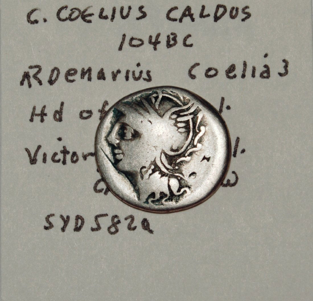 ROMAN REPUBLIC, C. COELIUS CALDUS. 104 BC. AR DENARIUS (1 of 3)