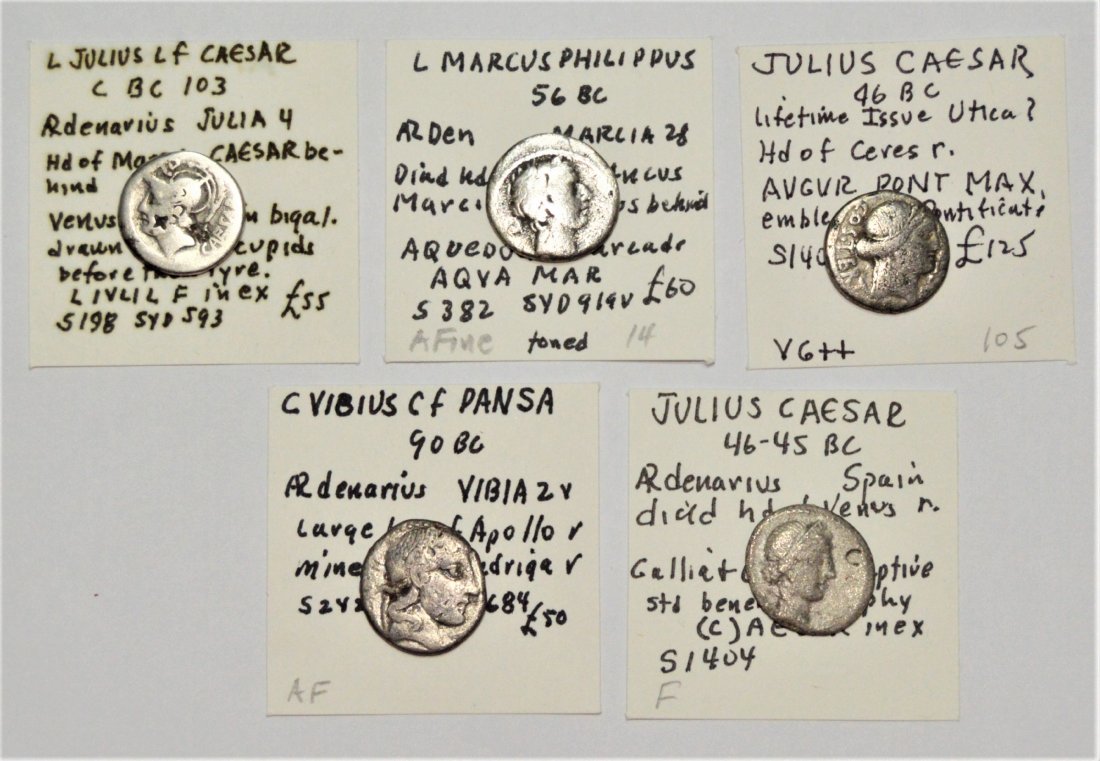 ROMAN EMPIRE A LOT OF 5 AR SILVER DENARIUS VARIOUS TYPE: Roman Empire - A lot of 5 AR Silver Denarius various Emperor and typesVarious quality All with collectors tag
