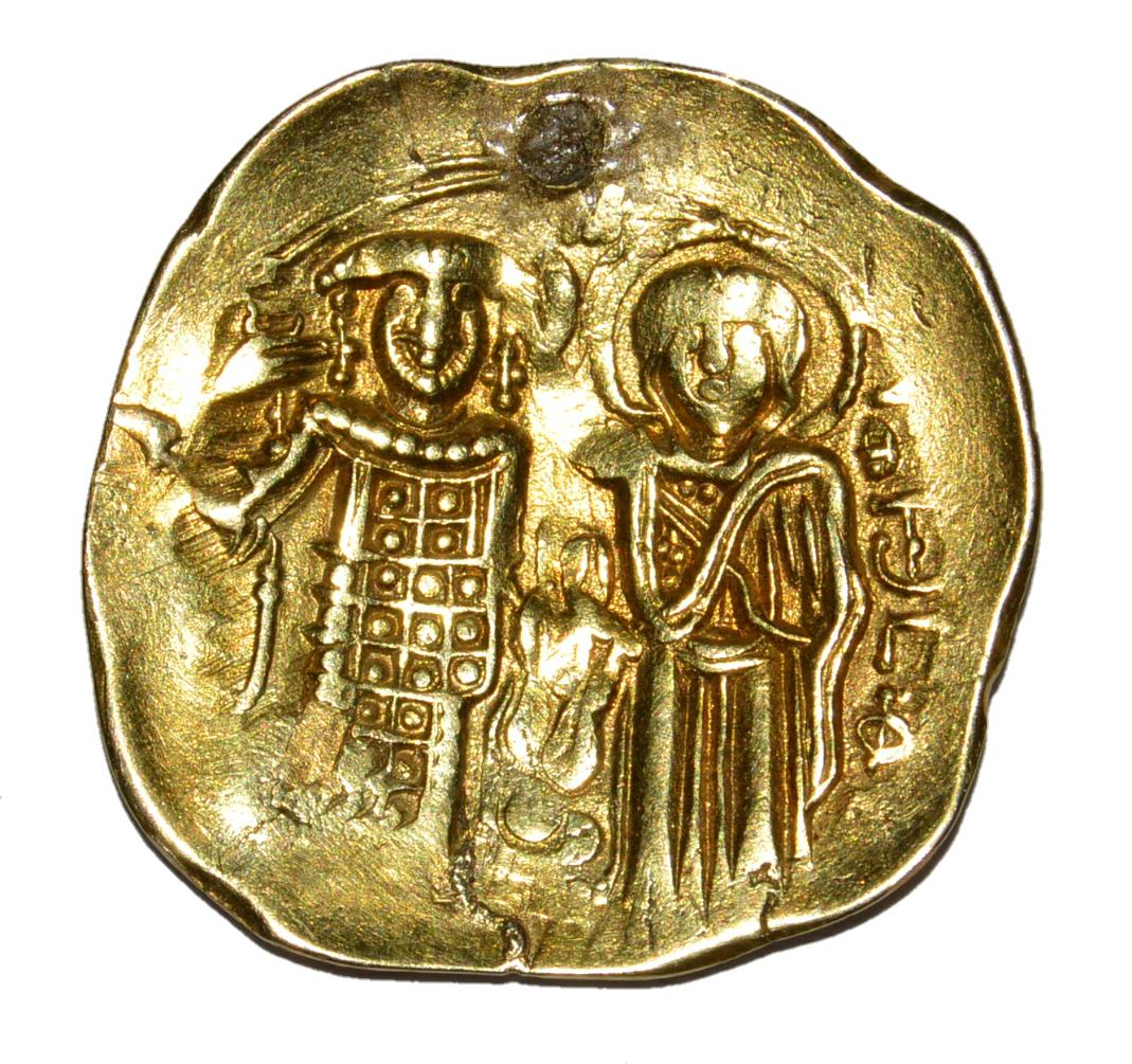 BYZANTINE EMPIRE JOHN III DUCAS (VATATZES) HYPERPYRON: Ancient Byzantine Empire - Empire of Nicaea. John III Ducas (Vatatzes) (AD 1221/2-1254). AV GOLD hyperpyron Nomisma ( 4.14gm). Mint : Magnesia ( Greece ). Obverse: Christ enthroned facing, wearing nim