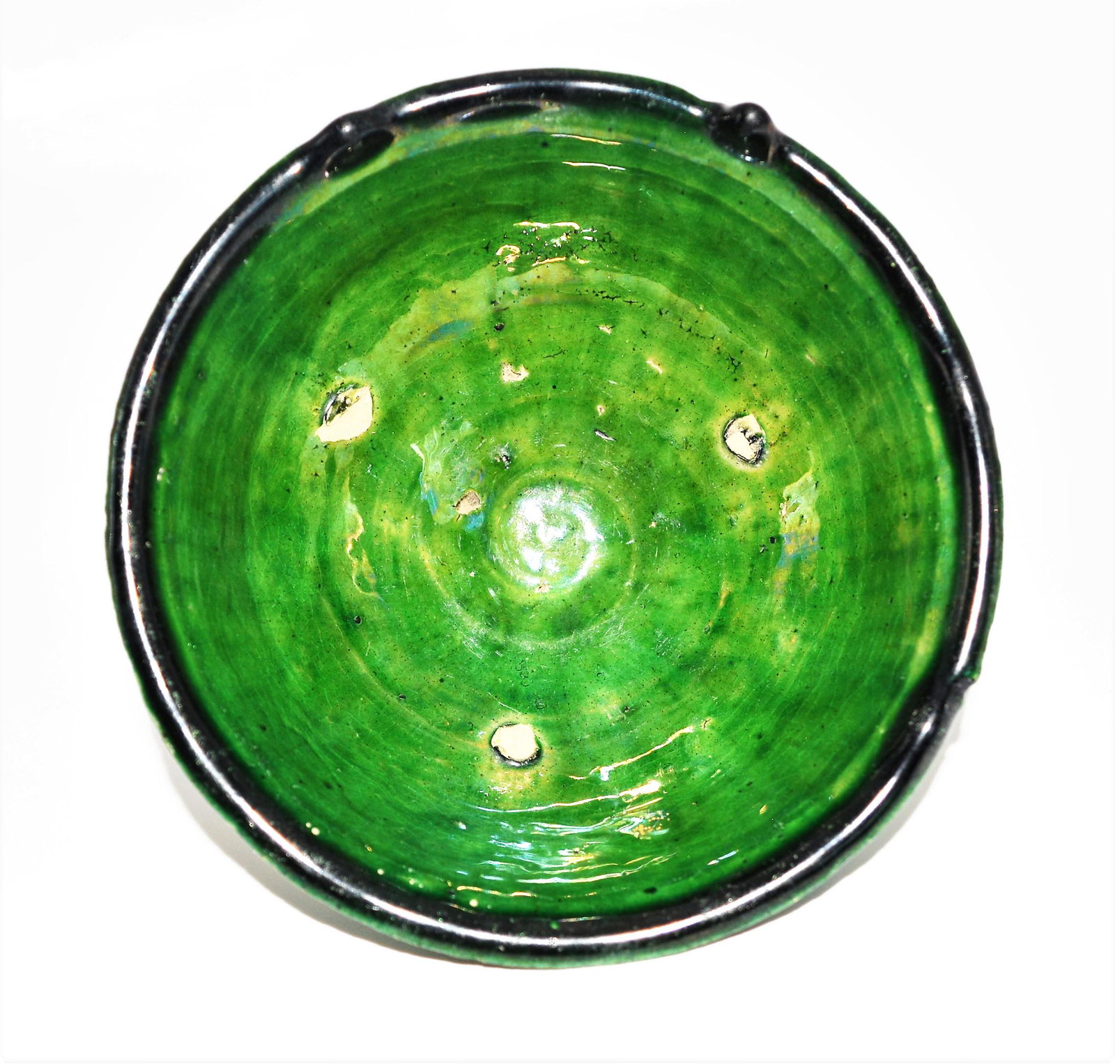 INTACT ISLAMIC GHAZNAVID GREEN GLAZED BOWL 11TH CENTURY: RARE INTACT ANCIENT ISLAMIC GHAZNAVID GREEN GLAZED BOWL 11TH CENTURY