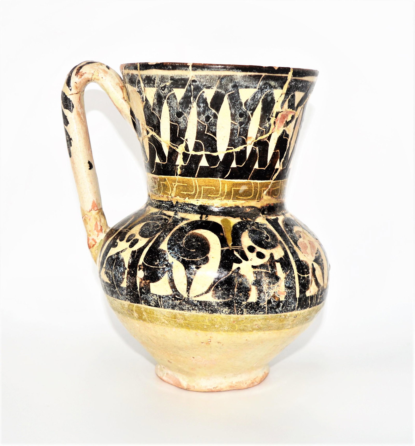 A LARGE ISLAMIC SAMANID CALLIGRAPHIC POTTERY JUG 10TH C: A Magnificent & LARGE ANCIENT ISLAMIC SAMANID CALLIGRAPHIC POTTERY JUG, SAMARKAND CENTRAL ASIA CIRCA 10TH/11TH CENTURY, Of Large Size & With Beautiful Calligraphy in Kufic style Arabic on the body of 