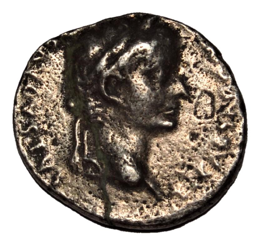 ROMAN EMPIRE DENARIUS TIBERIUS (14-37) 'TRIBUTE PENNY': ROMAN EMPIRETiberius (14-37). AR Denarius (17mm, 3.65g, 12h). 'Tribute Penny' type, Lugdunum, 36-37. Laureate head r. R/Livia (as Pax) seated r., holding sceptre and olive branch, feet on footstool. R