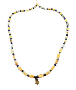 ROMAN GOLD-GLASS BEAD NECKLACE 1ST-2ND CENTURY: AN EXTREMELY RARE ANCIENT ROMAN MOSAIC GOLD-GLASS BEADS NECKLACE, CIRCA 1ST-2ND CENTURY.