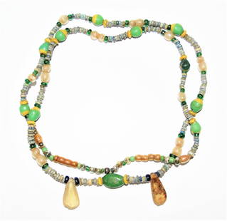 ANCIENT ROMAN MOSAIC MULTI COLOR GLASS BEADS NECKLACE 1ST CENTURY: UNIQUE ANCIENT ROMAN MOSAIC MULTI COLOR GLASS BEADS NECKLACE , CIRCA 1ST CENTURY VERY RAREDIFFERENT TYPES AND VARIETY