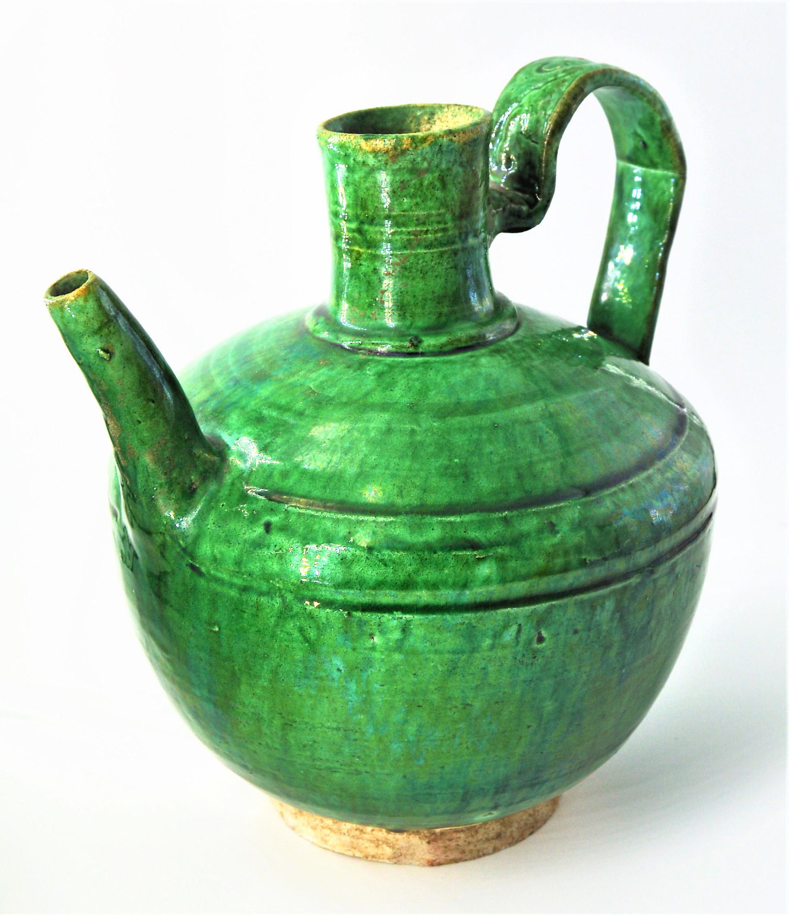 ANTIQUE CHINESE GREEN GLAZED POTTERY JUG 13TH-15TH CENTURY (1 of 3)