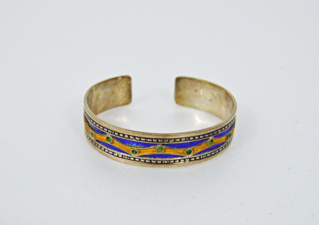A Beautiful Moroccan Enamel Silver Bracelet (1 of 1)
