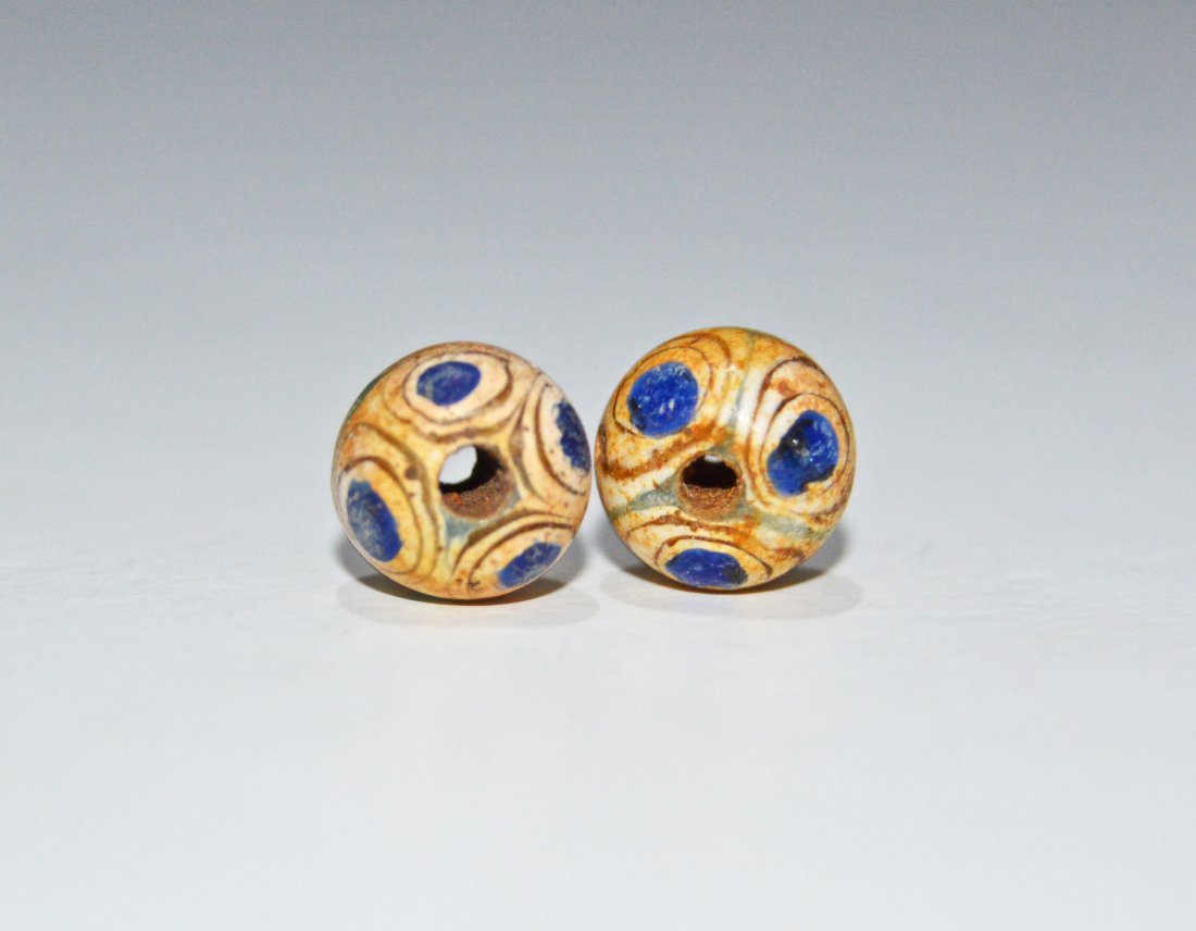 A Pair of Rare Ancient Roman Mosaic Glass Eyed Bead (1 of 1)