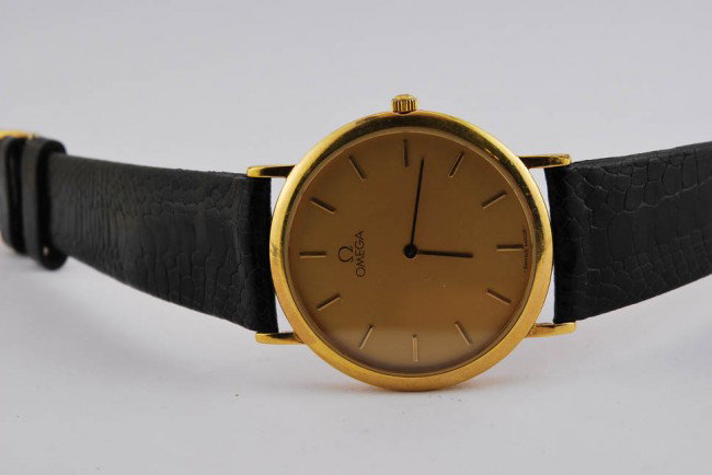 Omega Round Mans "DeVille" with leather strap : Omega Round Mans "DeVille" with leather strap
