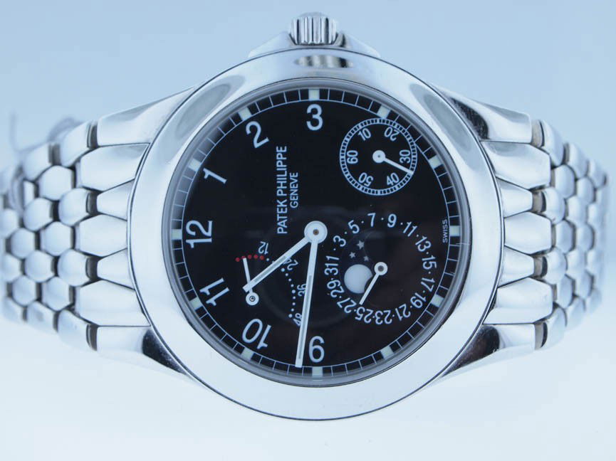 Patek Philippe Mens Moonphase Power Reserve. 5085.: Patek Philippe Mens Moonphase Power Reserve. 5085. Patek Philippe, Mens, Stainless Steel, Moonphase Complication, Power Reserve, Small Seconds, Automatic Movement, Skeleton Back, Deployment Buckle, Sw