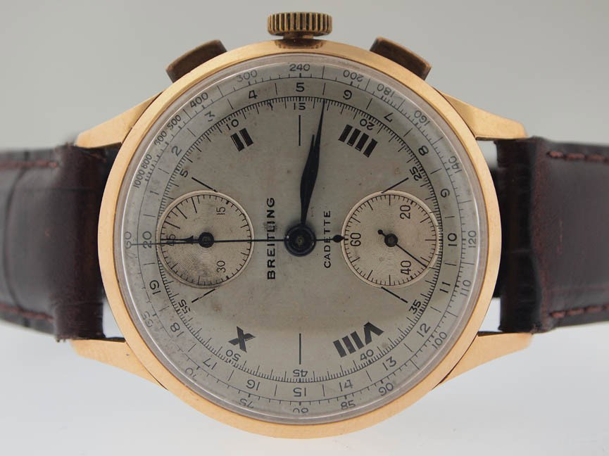 Breitling Mens 18k Gold Vintage Chronograph.: Breitling Mens 18k Gold Vintage Chronograph. Breitling, Mens, 18k Gold, Vintage, Chronograph, Leather Strap, Swiss Made, Beautiful Vintage Condition, Pre-Owned.