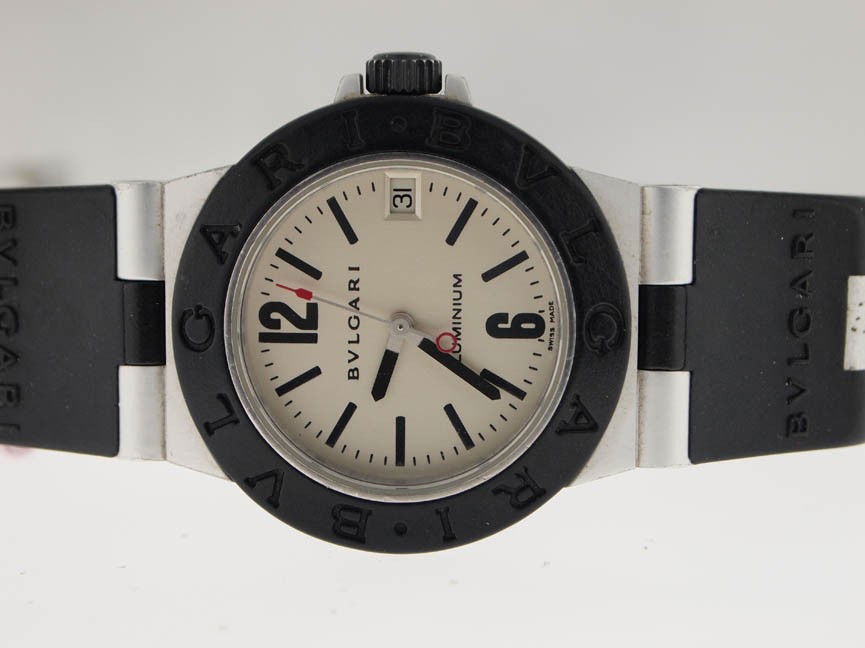 Bvlgari Midsize Aluminium. Sport Strap.: Bvlgari Midsize Aluminium. Sport Strap. Bvlgari, Bulgari, Midsize, Midsize, Rubber, Aluminium, Sport Strap, Date, Swiss Made, Beautiful Condition, Pre-Owned.