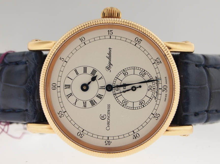 Chronoswiss Mens 18k Gold C122 Limited Regulateur.: Chronoswiss Mens 18k Gold C122 Limited Regulateur. Chronoswiss, Mens, 18k Gold, C122, Regulateur, Spit Seconds, Comes with Box, Limited Edition, Skeleton Back, Automatic Movement, Swiss Made, Beautifu