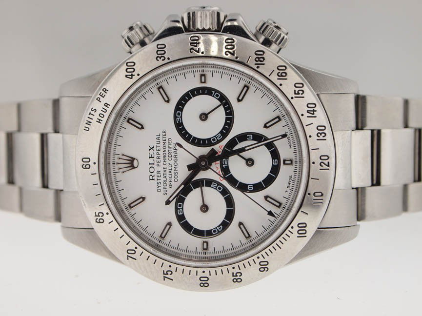 Rolex Mens Stainless Steel Daytona Cosmograph.: Rolex Mens Stainless Steel Daytona Cosmograph. Rolex, Mens, Stainless Steel, Oyster Perpetual, Daytona, Cosmograph, Chronograph, Zenith Movement, Automatic Movement,Option on 2 more, Swiss Made, Beaut