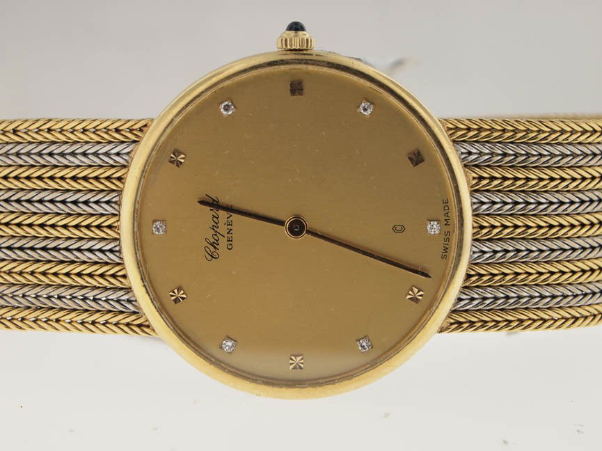 Chopard Mens 18k Gold Dress Watch. Diamond Dial.: Chopard Mens 18k Gold Dress Watch. Diamond Dial. Chopard, Mens, 18k Gold, Dress Watch, 18k White and Yellow Gold Inegrated Bracelet, Diamond Dial, Swiss Made.