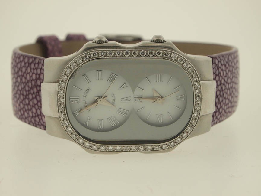 Philip Stein Ladies SS Diamond Watch.: Philip Stein Ladies SS Diamond Watch. Philip Stein, Ladies, Stainless Steel, Two Time Zone, Diamonds, Swiss Made.