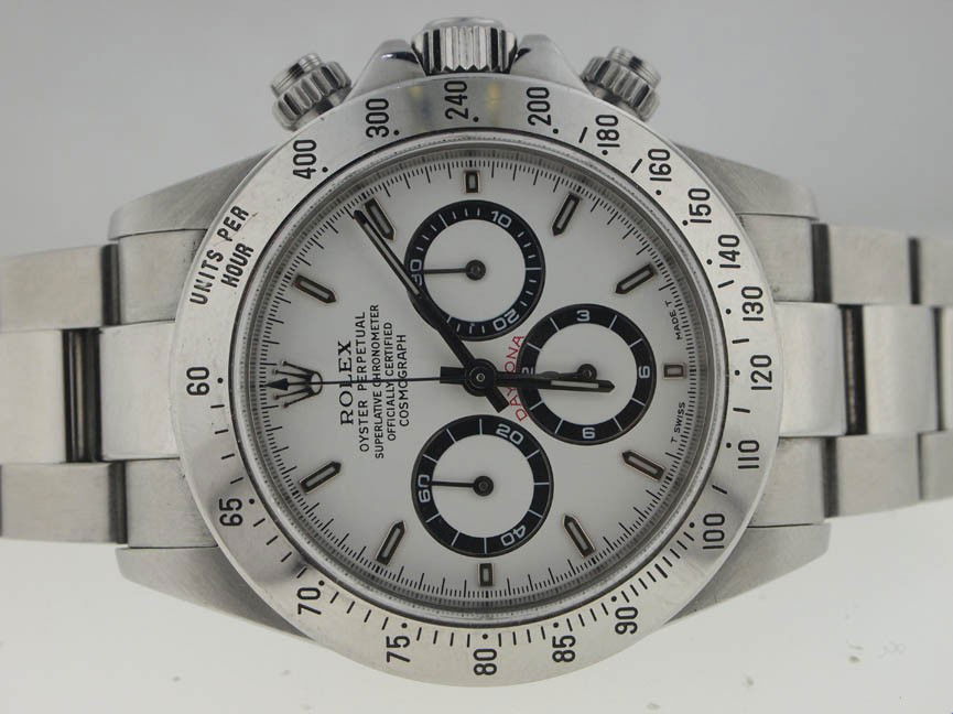 Rolex Mens SS Daytona Cosmograph.: Rolex Mens SS Daytona Cosmograph. Rolex, Mens, Stainless Steel, Oyster Perpetual, Daytona, Cosmograph, Chronograph, Circa 1997-1998, Automatic Movement, Deployment Buckle, Desireable Zenith Movement,