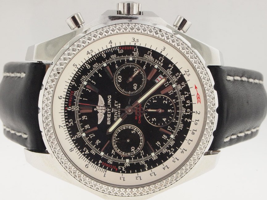 Breitling Mens SS Bentley Motors Chronograph.: Breitling Mens SS Bentley Motors Chronograph. Breitling, Mens, Bentley, Chronograph, Automatic, Deployment Buckle, Leather Strap, Swiss Made.