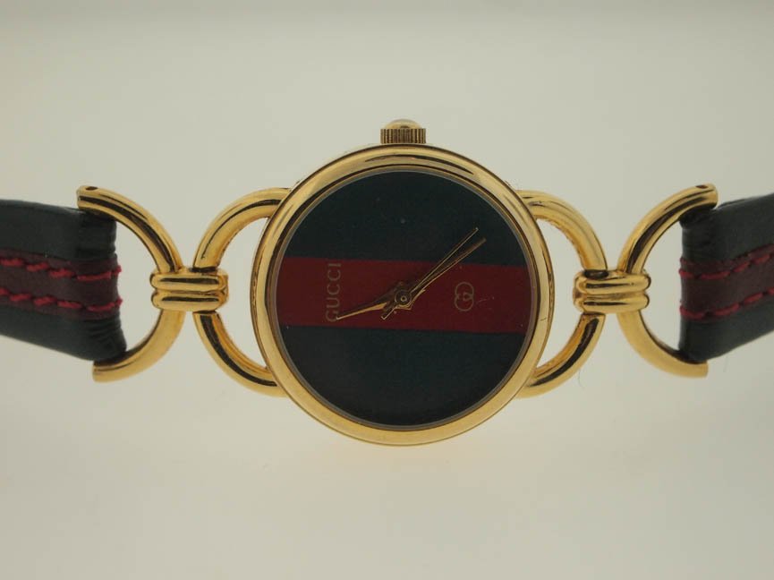 Gucci Ladies Gold Vermeil Watch.: Gucci Ladies Gold Vermeil Watch. Gucci, Ladies, Gold Vermeil, Quartz Movement, Leather Strap, Swiss Made.