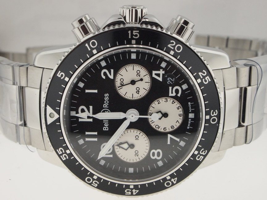 Bell & Ross Mens SS Skeleton Chronograph.: Bell & Ross Mens SS Skeleton Chronograph. Bell & Ross, Stainless Steel, Chronograph, Automatic Movement, Skeleton Back, Deployment Buckle, Swiss Made.