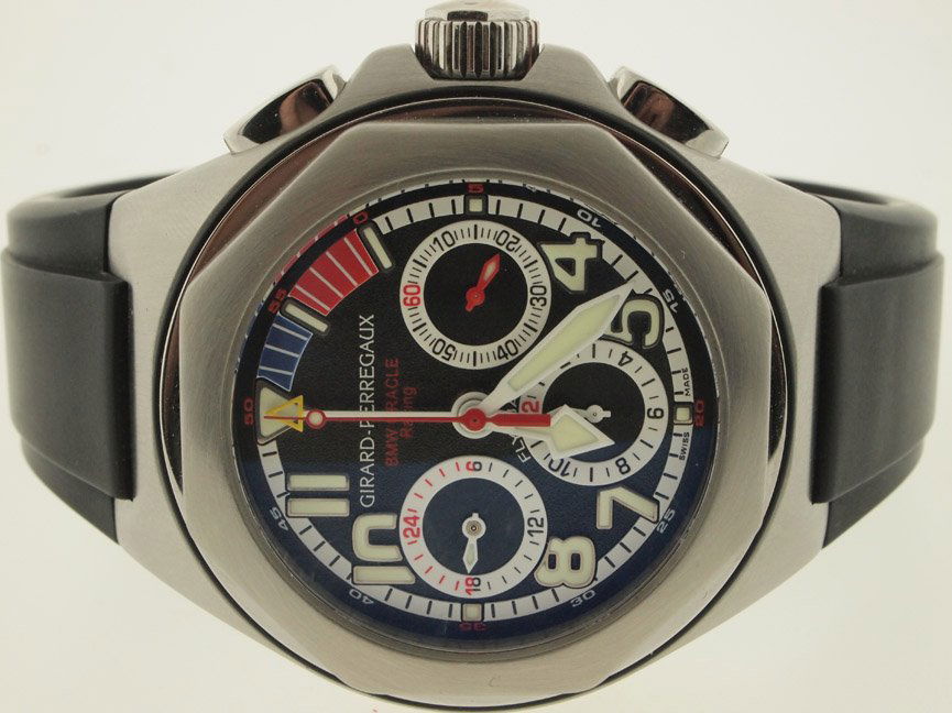 Girard-Perregaux Mens SS BMW Chrono Automatic.: Girard-Perregaux Mens SS BMW Chrono Automatic. Girard-Perregaux, Mens, Stainless Steel, BMW ORACLE Racing, Chronograph, Automatic, Rubber Strap, Deployment Buckle, Swiss Made.