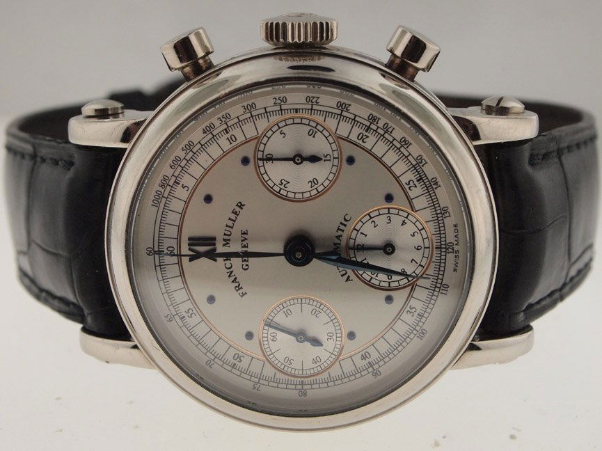 Franck Muller Mens 18k WG 7000CC VERY RARE LIMITED.: Franck Muller Mens 18k WG 7000CC VERY RARE LIMITED. Franck Muller, Mens, 18k White Gold, 7000CC, Automatic, Chronograph, VERY RARE, Leather Strap, Swiss Made.