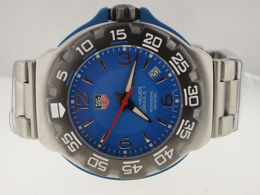 Tag Heuer Mens SS Formula 1 Blue Dial.: Tag Heuer Mens SS Formula 1 Blue Dial. Tag Heuer, Mens, Stainless Steel, Formula 1, Date, Blue Dial, Deployment Buckle, Swiss Made.