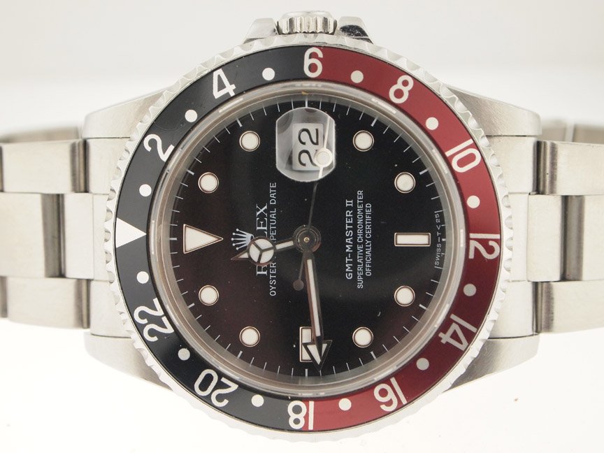 Rolex Mens SS GMT-Master II Coke 16710 Circa 1992.: Rolex Mens SS GMT-Master II Coke 16710 Circa 1992. Rolex, Mens, Stainless Steel, GMT-Master II, Cocacola Bezel, 16710, X Serial Number, Circa 1992, Oyster Perpetual, Oyster Bracelet, Deployment Buckle