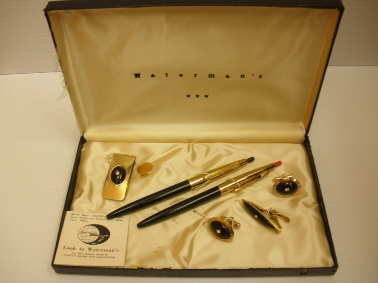 vintage Waterman pen set cufflinks money clip: vintageWaterman pen set cufflinks money clip