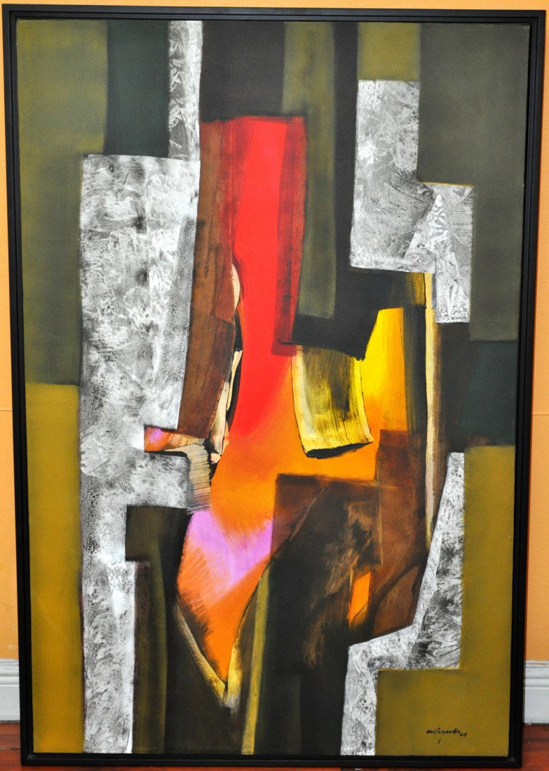 PEDRO AVILA GENDIS, COLOMBIAN OIL ON CANVAS: PEDRO AVILA GENDIS "ORGASMO DEL OTONO" OIL ON CANVAS, FRAMED, 42" X 62.5'