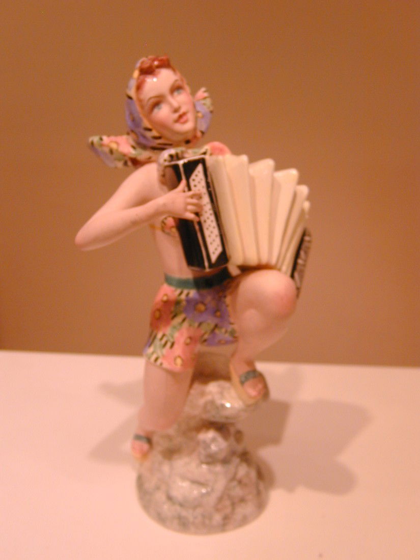 Tiziano Galli Capodimonte Woman in bathing suit p: Tiziano Galli Capodimonte Woman in bathing suit playing the accordion