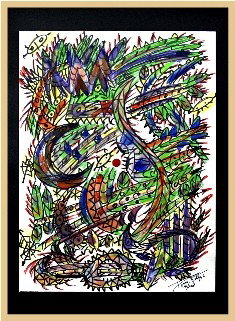Dario Viejo "Cuban" ACRYLIC ON CARDBOARD MIX TECHN: FRAMED DARIO VIEJO MIX TECHNIQUE ACRYLIC ON CARDBOARD 23" X 17" " CARNAVAL DE JUNGLA SANA XV "